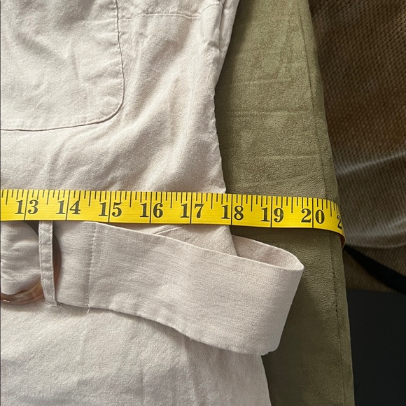 LC Lauren Conrad Beige midi dress size L linen blend safarai style khaki. - Picture 6 of 12